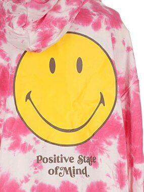 NWT Smiley x H&M Pink Tie Dye Positive State of Mind Hoodie M